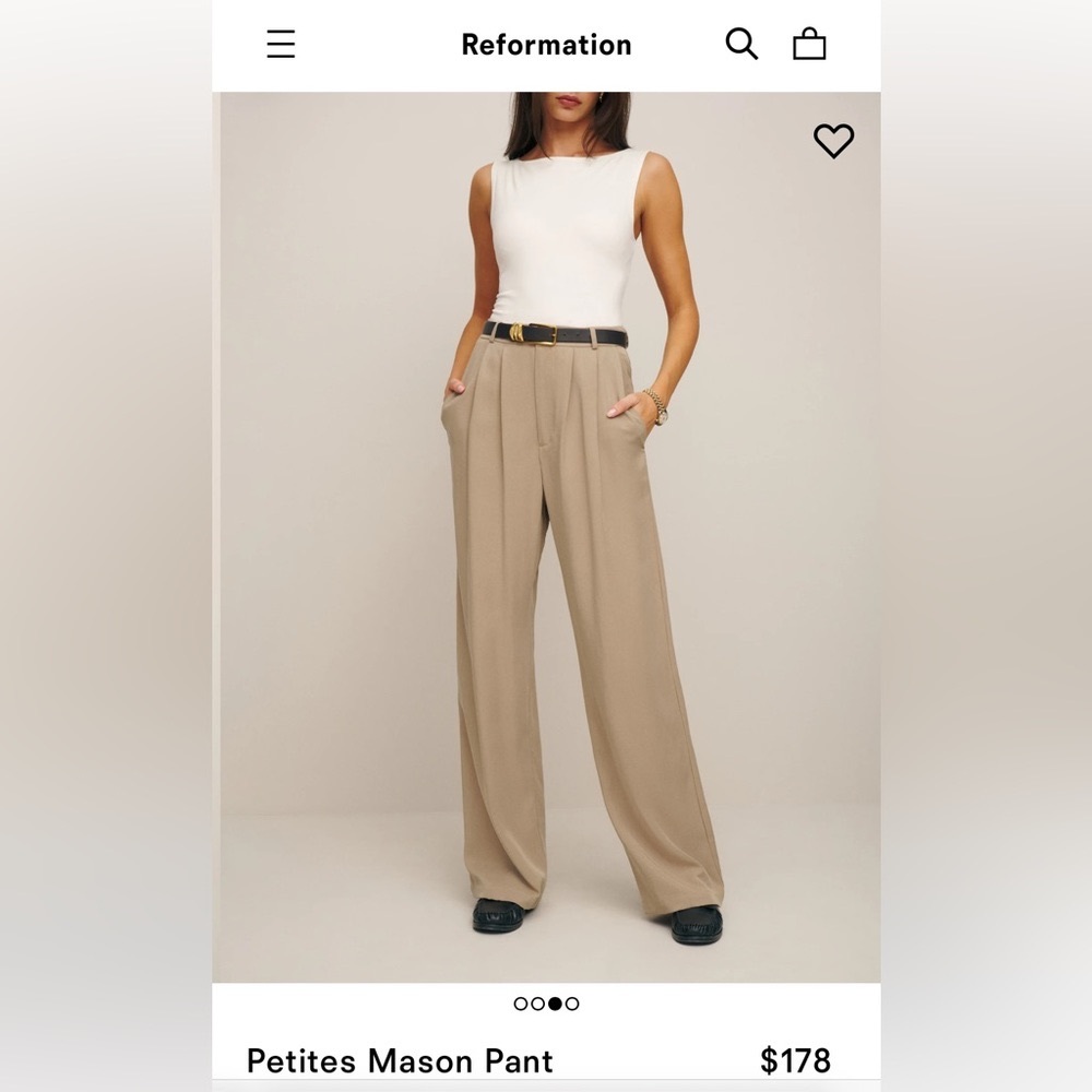 NWOT Reformation Mason Pant in Tan/Brown